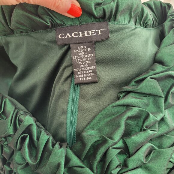 Emerald Green V Neck Bodycon Top. Back Zipper. 6. Cachet. - Picture 14 of 16